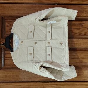 Time & Tru Cream Quilted 4-Pocket Button Jacket NWT Medium